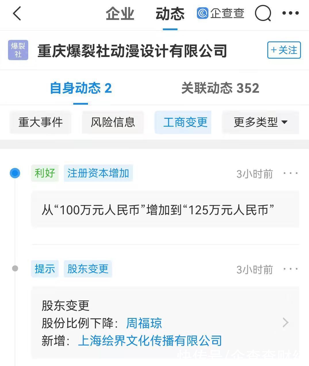 B站投資爆裂社動(dòng)漫設(shè)計(jì)公司,后者經(jīng)營(yíng)范圍含動(dòng)漫游戲開發(fā)
